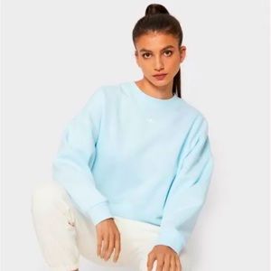 Adidas Womens Crewneck Fleece Sweatshirt Relaxed Fit Light Blue Size M NWT